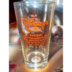 Disney's Slow Pitch Softball Most Valuable Player Souvenir Drinking Glass ESPN